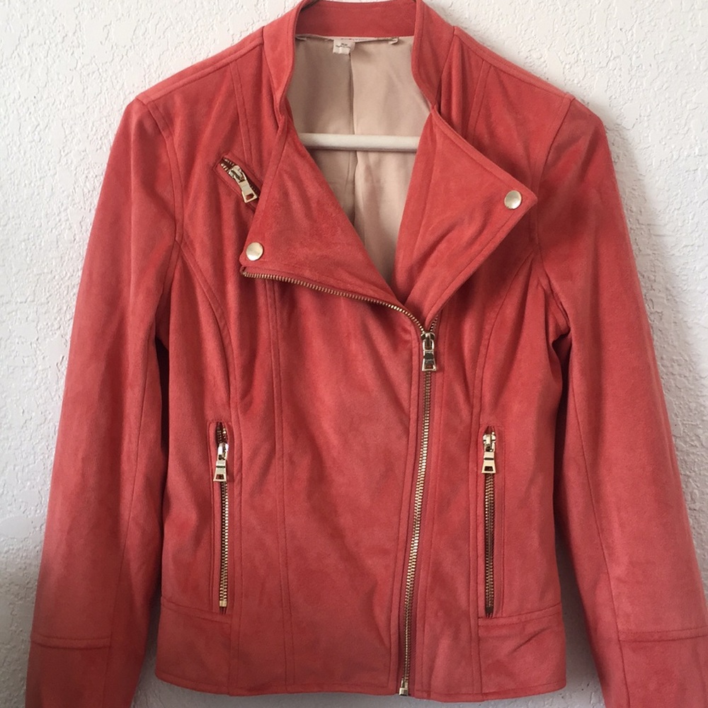 🌸Chelsea & Violet Salmon Suede Biker Jacket XS🌸